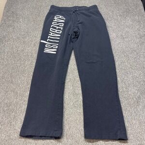 Baseballism Mens‎ Organic Cotton Sweatpants Navy Blue Graphic Joggers S